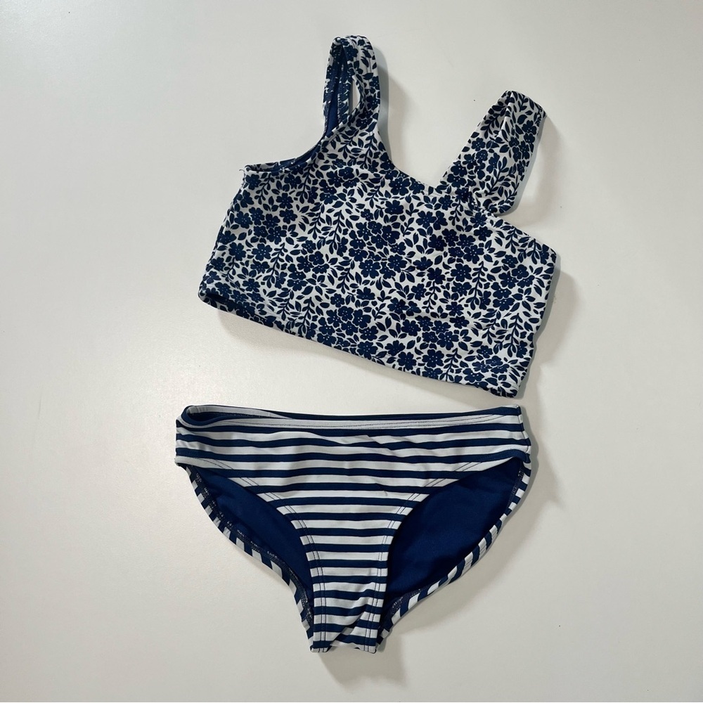 GAP Kids Blue Floral and Striped Bikini